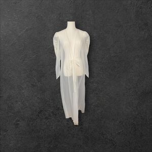 Vintage Gold Label Victoria's Secret Bridal White Sheer Robe Lace Ivory Pin Up